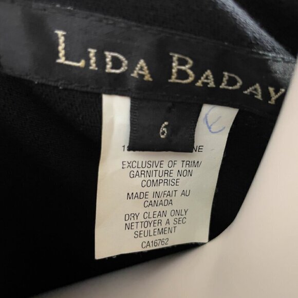 LIDA BADAY 100% Wool Designer Adjustable Wrap‎ Office Black Dress sz M - Picture 10 of 15